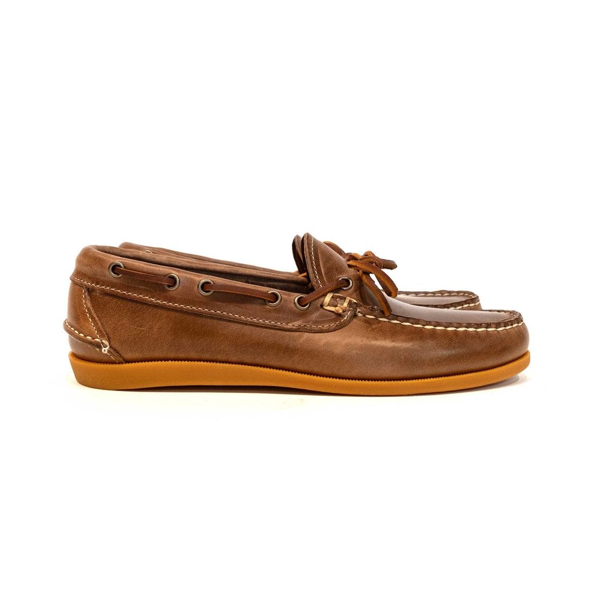 HANDMADE Coombs Mocs thick leather RARE Custom Handmade Bullhide Leather Moccasins: Tobacco Brown  main image 2